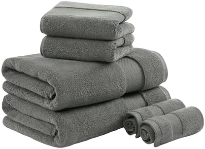Madison Park 100% Turkish Cotton 600 GSM Bath Towel Set, 6 Piece, Charcoal