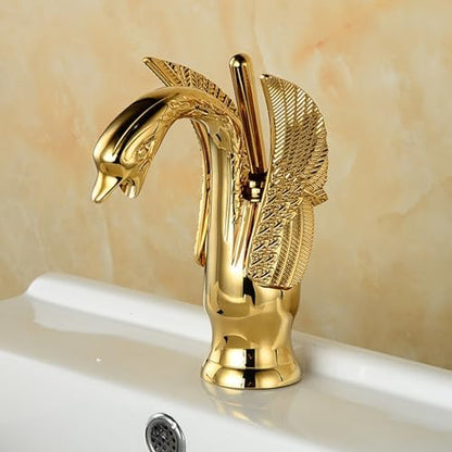 Vintage Brass Bathroom Faucet Retro Hot & Cold Water Sink Mixer Tap Gold Finish Short Design for Stylish Home Decor