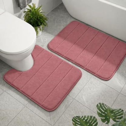 Memory Foam Bathroom Rugs Sets 2 Piece Dusty Rose