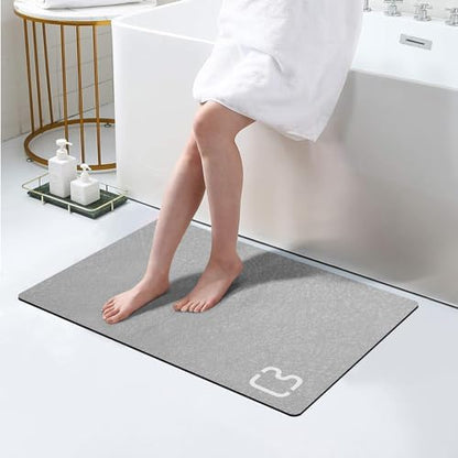 Diatomaceous Earth Bath Mat Stone Bath Mats for Bathroom,17"x32",Grey