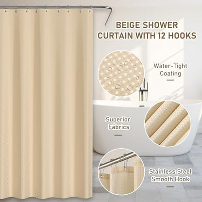 Bathroom Accessory Set - Bathroom Set, 27PC Bathroom Accessories Set, Beige Bathroom Sets with Shower Curtain and Rugs, Mini Trash Can, Toilet Brush, Trash Can & Soap Dispenser
