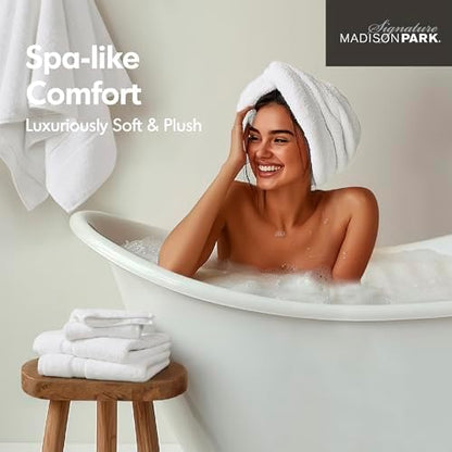 Madison Park 800GSM 100% Cotton Bathroom Bath Towel Set of 8, White