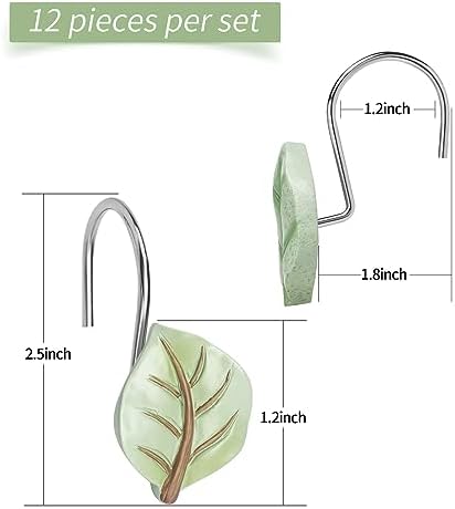 SageGreen Plant Leaf Shower Curtain Hooks,Eucalyptus Bathroom Decor,12PCS