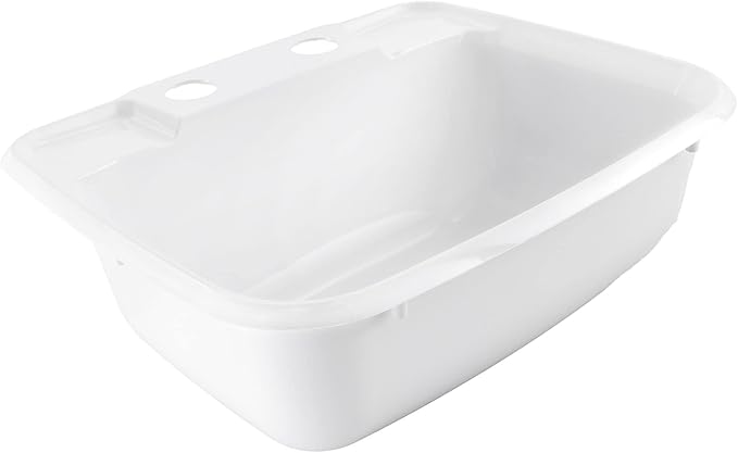 RecPro Rectangle RV Bathroom Sink | Single Bowl Lavatory Sink | Camper Basin | Plastic (White)