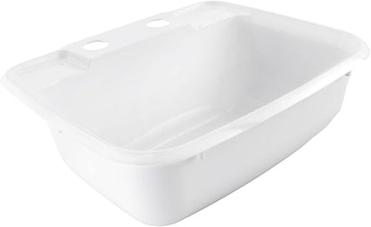 RecPro Rectangle RV Bathroom Sink | Single Bowl Lavatory Sink | Camper Basin | Plastic (White)