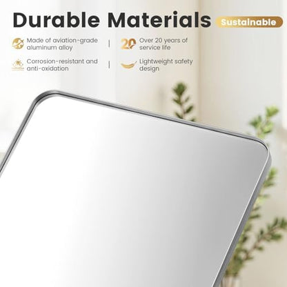 22×34-inch Silver Wall-Mounted Bathroom Mirror