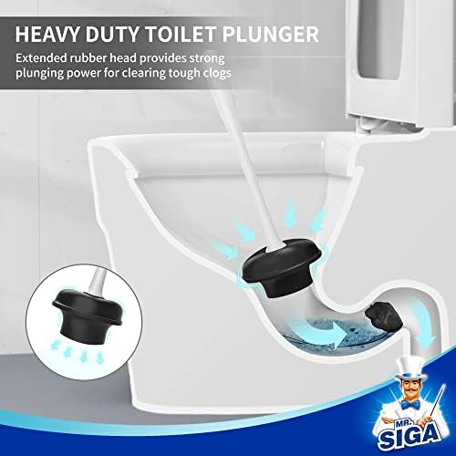 MR.SIGA Toilet Plunger and Bowl Brush Combo for Bathroom Cleaning, White (Pack of 12)