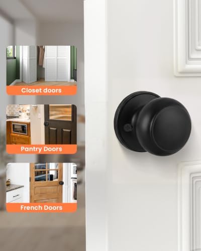 Haidms 2 Pack Black Dummy Door Knobs, Half Matte Black No-Turning Dummy Closet Doors Single-Sided Door Locks (4 Pieces/2 Pairs)