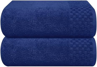 MyOwn Ultra Soft 2 Pack Oversized Bath Towel Set 28x55 inches, Cotton Large Bath Towels, Highly Absorbant Compact Quickdry & Lightweight Towel, Ideal for Gym Travel Camp Pool - Navy Blue