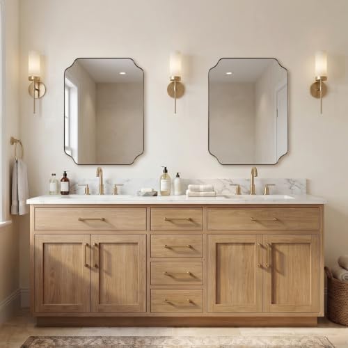 ANDY STAR 24X32 Inch Champagne Bronze Scalloped Mirror for Bathroom