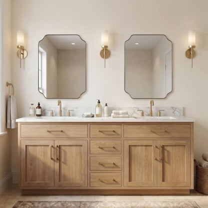 ANDY STAR 24X32 Inch Champagne Bronze Scalloped Mirror for Bathroom