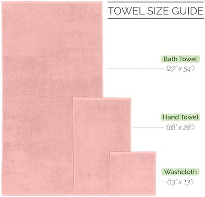 Elegant Comfort 100% Turkish Cotton Corduroy Ribbed Luxury Bath Towels, Premium Quick Dry Highly Absorbent 6 Piece Set with Bath & Hand Towels, 2 Each Plus Washcloths, Dusty Rose (Pack of 4)