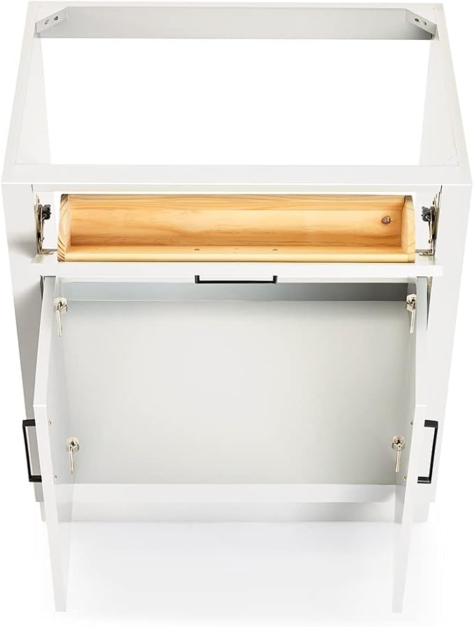 ARIEL Hepburn 30-inch Bathroom Vanity Base Cabinet,Solid Wood, 2 Soft Closing Doors, 1 Dovetail Drawers, White