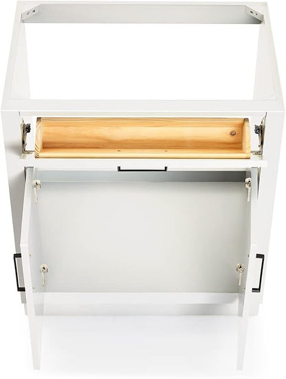 ARIEL Hepburn 30-inch Bathroom Vanity Base Cabinet,Solid Wood, 2 Soft Closing Doors, 1 Dovetail Drawers, White