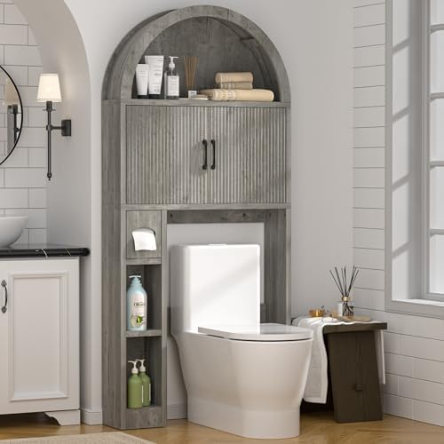 Spurgehom Over Toilet Storage Cabinet, Bathroom Arch Organizer, Grey