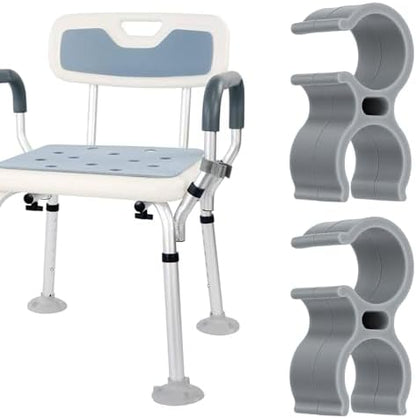 Shower Chair Shower Head Holder Clip, 2PCS Universal Clip on Shower Head Clamp, Replacement Bracket for Handheld Wand, Fits 22mm/0.86in Bath Chair Poles for Elderly, Disabled