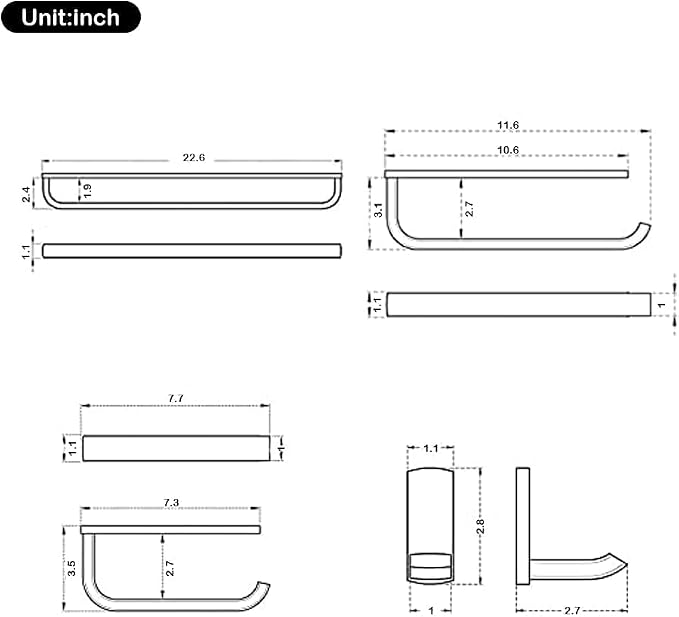 WINCASE Bronze Bathroom Accessories, Oil Rubbed Towel Bar Set 24 Inch, Hardware 4 Pieces ORB Towel Rod Toilet Paper Holders Robe Hook Wall Mounted