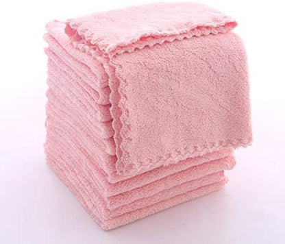 TENSTARS 12 Pack Premium Washcloths Set - Quick Drying - Soft Microfiber Coral Velvet Highly Absorbent Wash Clothes -Multipurpose Use as Bath Fitness, Spa, Facial, Fingertip Towel (Pink)
