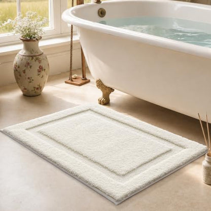 LUMI Soft Bathroom Rugs Absorbent, Non Slip Bath Mat 24x36, Ivory White