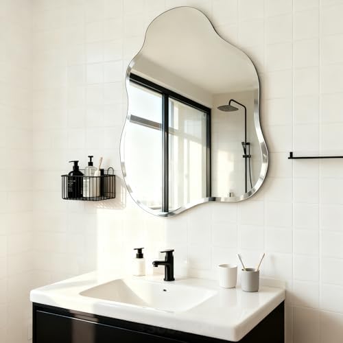 Cloud Shaped Frameless Wall Mirror,20x28 Inch,Beveled Edge Vanity Mirror