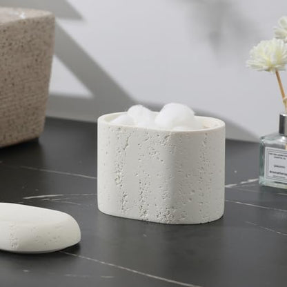 Bathroom Accessories Set, 5PCS, Travertine Stone Look, Off White