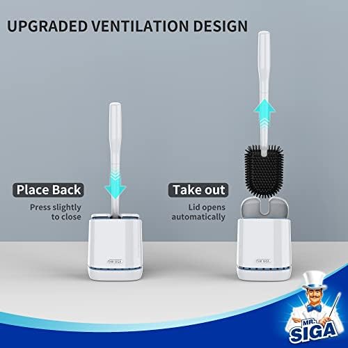 MR.SIGA Toilet Bowl Brush and Holder, Wall Mounted Toilet Brush, White