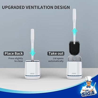 MR.SIGA Toilet Bowl Brush and Holder, Wall Mounted Toilet Brush, White