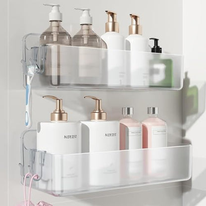Nieifi Adhesive Shower Shelves, Clear, 2 Pieces