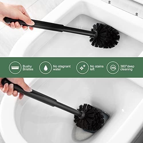 Eyliden Toilet Plunger and Brush Set, 2-in-1 Compact Holder, Black