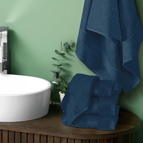 Belizzi Home Ultra Soft 6 Pack Cotton Towel Set, Contains 2 Bath Towels 28x55 inch, 2 Hand Towels 16x24 inch & 2 Wash Coths 12x12 inch, Ideal Everyday use, Compact & Lightweight - Mineral Blue