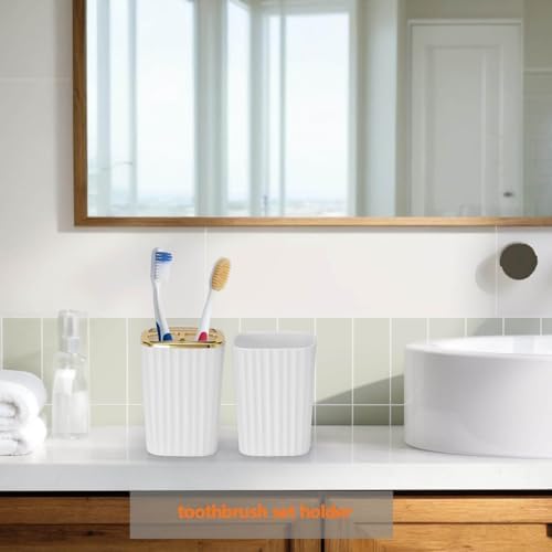9 PCS White Bathroom Accessories Set with Trash Can Bathroom Accessory