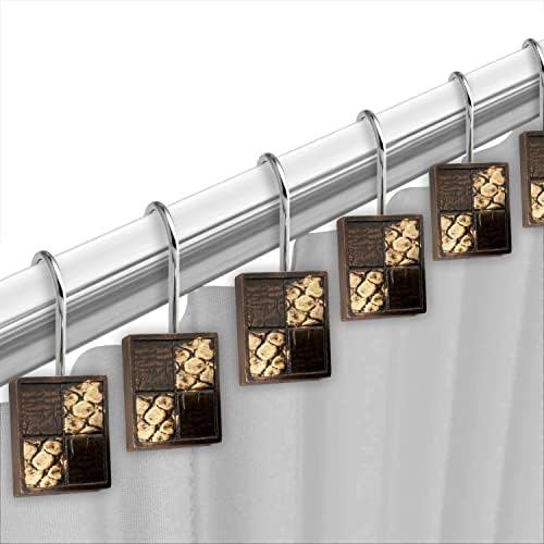 Zahari Home 13pc Zambia Animal Shower Curtain Set & Hooks - Classic Fabric Shower Curtain - Unique Western Country Design