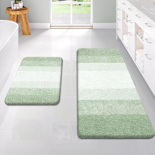 OLANLY Micorfiber Bathroom Rug Set 2 Piece, 47"x20"+24"x16"