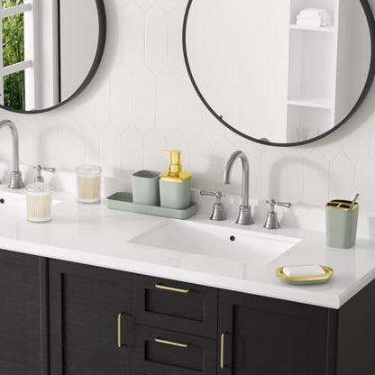 XLHOMO Bathroom Accessories Set - 25PC Bathroom Set with Shower Curtain and Rugs, Sage Green Bathroom Set, Bathroom Accessory Set with Press-on Lid Trash Can, Soap Dispenser and Qtip Holders