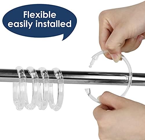 Clear Plastic Shower Curtain Rings, 12 PCS Circular Plastic Shower Curtain Hooks for Bathroom Shower Curtain Rod, Clear Shower Hooks for Shower Curtain, O Shaped Shower Rings for Curtain