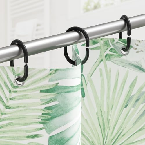 Amazer Black Shower Curtain Hooks Rings, 24 Pcs Plastic Shower Curtain Rings, Plastic Shower Curtain Hooks for Bathroom Shower Rod, Black Shower Hooks Rings Loops for Shower Curtain