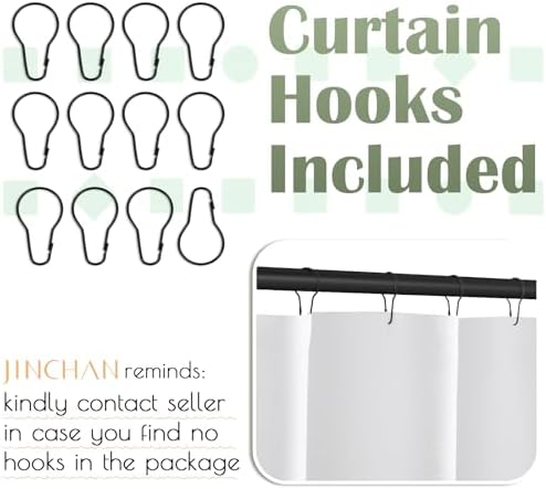 jinchan Boho Shower Curtain Green and White 70x72 Inch 12 Hooks