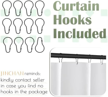 jinchan Boho Shower Curtain Green and White 70x72 Inch 12 Hooks