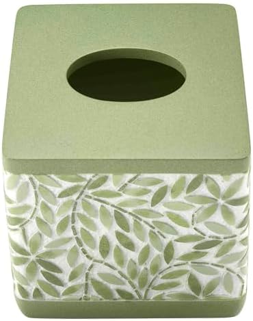 Avanti Linens - Tissue Box Cover, Resin Countertop Accessories, Guest Bathroom Essentials (Stratford Collection, Green)