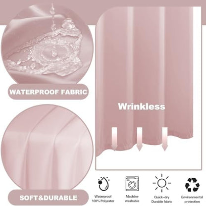 No Hook Shower Curtain and Liner Set for Bathroom, Blush Pink, 71" x 74"