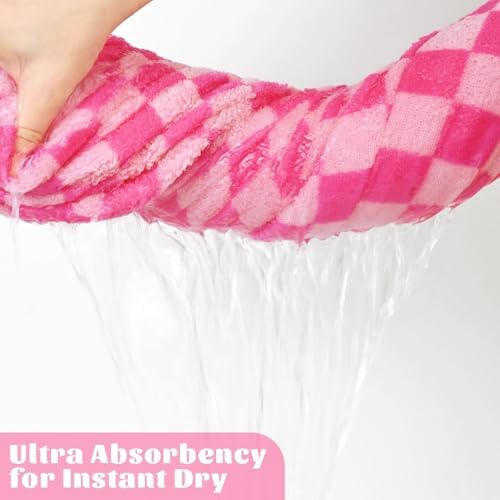 Jacquotha Hot-Pink Checkered Cotton Bath Towels Set of 2