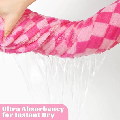 Jacquotha Hot-Pink Checkered Cotton Bath Towels Set of 2