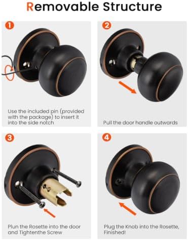 Haidms 1 Pack Oil Rubbed Bronze Door Knob Dummy, Half Bronze No-Turning Dummy Closet Doors Single-Sided Door Locks (2 Pieces/1 Pair)