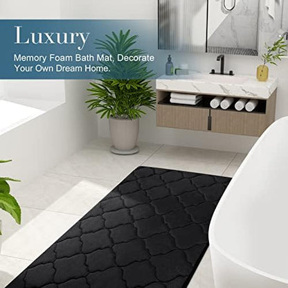OLANLY Memory Foam Bath Mat Rug 59x34, Ultra Soft Bathroom Rugs, Black