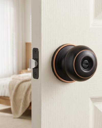 Haidms 10 Pack Oil Rubbed Bronze Door Knobs Interior, Bronze Privacy Interior Door Knobs for Bedroom or Bathroom Classic Round Doorknobs Hardware