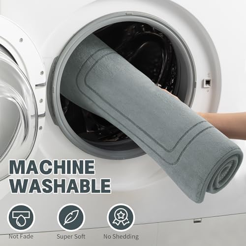 YIHOUSE Memory Foam Bath Mat Set, Non Slip Bath Mats for Bathroom, Super Soft and Water Absorbent Bath Rug Set, Machine Washable U Shape Toilet Mats, Light Grey