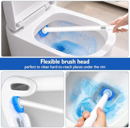 Disposable Toilet Brush-Toilet Bowl Cleaner Wand with 48 Refills