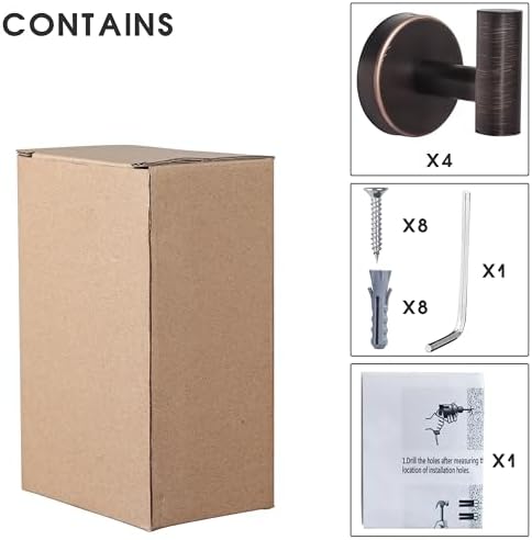 Bathroom Robe Towel Hooks Coat Wall Hook Stainless Steel Heavy Duty Door Hanger Clothes Cabinet Closet Sponges Hook for Bathroom Bedroom Kitchen Hotel Pool 4 Packs (Oil Rubbed Bronze)