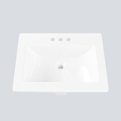 20X17 Inch White Ceramic Drop-in Bathroom Sink, Oval Vanity Top with & 3-Hole Faucet (1.25" Centers), CUPC Certified Contemporary Lavatory for Small Spaces