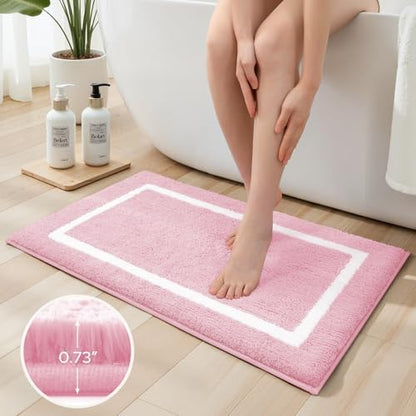 HOMEIDEAS Light Pink Bathroom Rugs Sets 2 Piece 20" x 32" + 16" x 24"